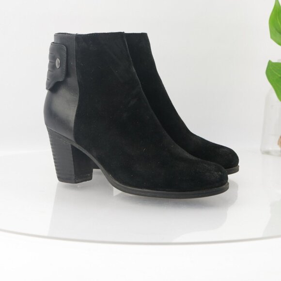 Clarks Womens Palma Rylie Boot Size 7.5 Black Suede Leather Block Heel Bootie - Picture 12 of 13